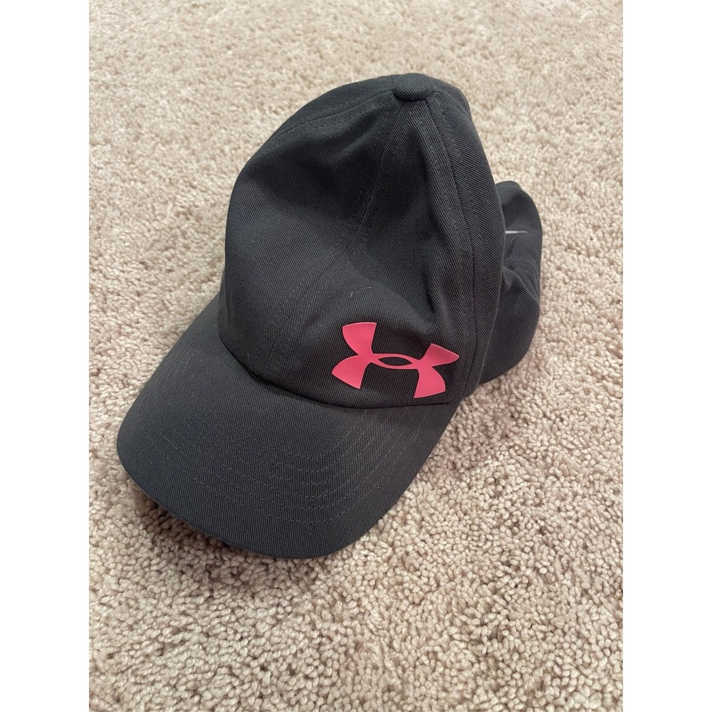 Under Armour Youth Gray Baseball Cap Hat Pink Logo Stretch Fit S/M
